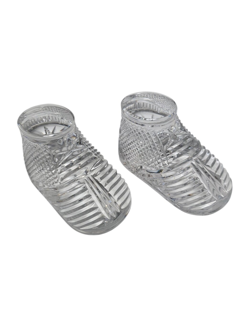 Pair of Vintage Waterford Cut Crystal Baby Shoe/Bootie Paperweight